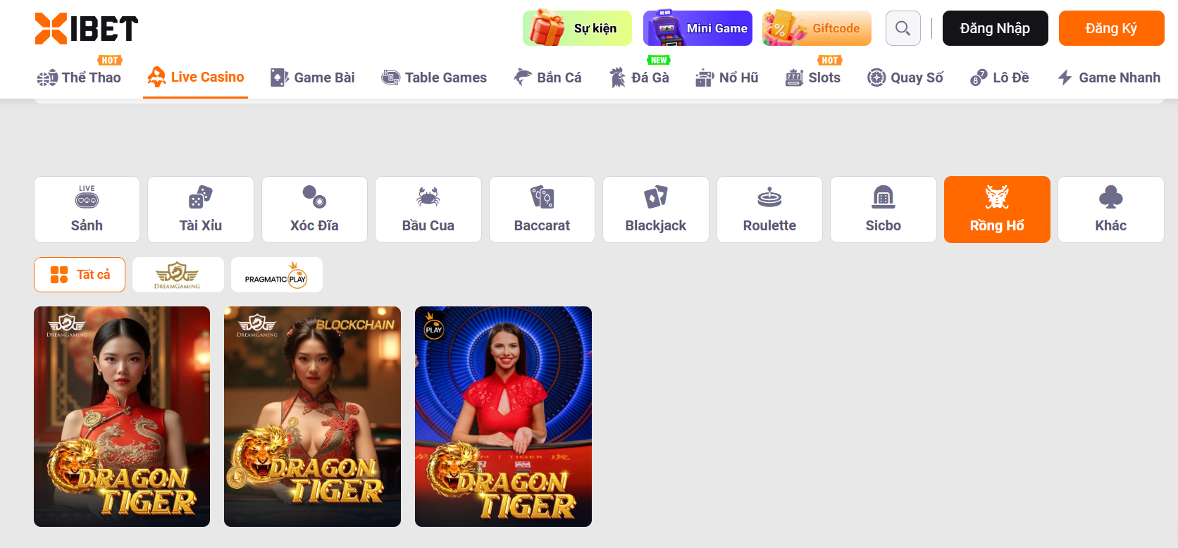 Rồng hổ XIBET là một trong cách sảnh live casino hot nhất